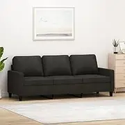 3-Seater Sofa Black 180 cm Fabric Modern Couch Living Room Furniture Comfort