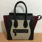 真品 CELINE MICRO LUGGAGE 經典拼色小牛皮 冏包 95成新 誠可議