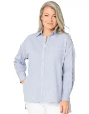[Fella Hamilton] Hi-Low Thames Stripe Long Sleeve Shirt in Multi