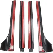 4Pcs Car Side Skirts Extension Rocker Panels Lip Splitters Spoiler Bumper Car Accessories Compatible for Tesla Model Y 2018 2019 2020 2021(Glossy Carbon Fiber)