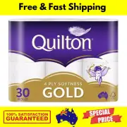 Toilet Paper 30 Rolls Quilton 4 Ply White Soft Tissue Bulk Quilton Gold-Softness