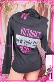 NWT Victoria's Secret Hoodie Sweatshirt Pink New York Jacket Sequin Zip Bling XS