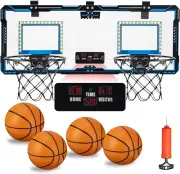 Indoor Double Shot Basketball Hoop - over the Door with LED Light, Electronic Sc