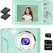 Digital Camera, Bofypoo Autofocus Digital Camera 48MP with 32Gb Card FHD 1080P Vlogging Camera with 16X Digital Zoom, Portable Mini Camera for Teens,Kids,Adult,Beginners（Green）