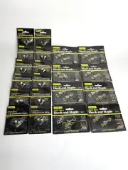 Stanley Bright Brass 1/2" & 5/8" Ornamental Knobs & Hook & Staple Lot of 20pc