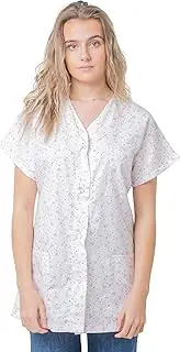 [KODAMA] Women's Care Tunic with Colourful V-Collar Motif, Professional Medical Tunic for Care, Hospital, Laboratory