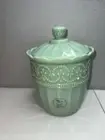 The Pioneer Woman Timeless Beauty Green Jadeite Glass Cookie Jar Canister 9 in