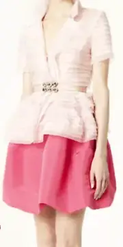OSCAR DE LA RENTA RESORT 2014 AMARANTH FUCHSIA PLEATED SKIRT SIZE 2-$1290