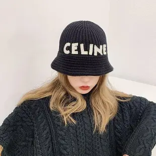 新品 CELINE陳瑜周雨彤楊冪LISA同款羊毛毛線帽子CE凱旋門針織漁夫帽21秋冬新- 可開發票