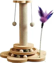 Cat Scratching Post, Vertical Scratcher for Indoor Cats, Small Cat Sisal Rope Scratching Post with Hanging Ball, for Small Medium Cats to Play (25 * 50 CM) ﻿