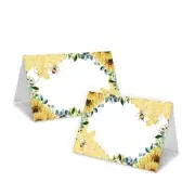 Sunflower Bee Place Cards, Bumble Bee Themed Tent Style Cards, Table Place