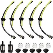 Whtkoph 17Pcs Fuels Filter Lines Grommet Kit with Primer Bulbs Lawnmower Universal Petrol Filter Kit for Mower Garden Power Tools