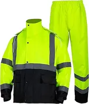 [FONIRRA] Hi Vis Safety Rain Jacket for Men,Class 3 High Visibility Rain Gear,Rain Suits for Men Waterproof Heavy Duty for Work