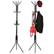 12 Hook Coat Hanger Stand 3-Tier Hat Clothes Rack Metal Tree Style Storage White