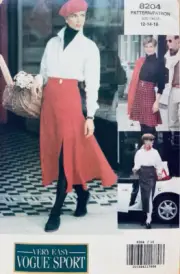 Vogue Sport Sewing Pattern 8204 | Misses Skirt in 3 Styles | Sizes 12 14 16