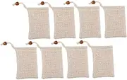 minkissy Exfoliating Soap Pouch 8pcs Mesh Drawstring Bags for Shower Ramie Fabric Soap Saver for Men Women