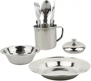 UPKOCH 1Set Stainless Steel Camping Cookware Set for Persons Portable Tableware Combination for Outdoor Activities Ergonomic Design with Smooth Edges for Hiking Picnics