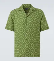 [Frescobol Carioca] Frescobol Carioca Roberto printed linen bowling shirt UK 16,5 green