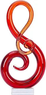 Murano Glass Sculpture - Large Red Hand Blown Glass Figurines, Modern Decor Crystals - Luxury Home Living Room Office Console Table Decor