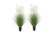 SOGA 2X 137cm Potted Tall Silk Fake Pampas Grass, Artificial Plants Reed Greenery Flowers, Home Decor