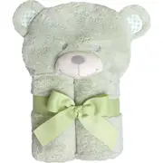 Ollie & Paige Kids/Children Hooded Bath Towel/Wrap Blake The Bear Green
