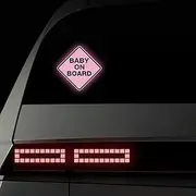 Baby on Board Stickers for Cars, Nouiroy Super Strong Reflective Classic Baby Caution Decals and Stickers 4.7 * 4.7in Car Window Bumper Safety Warning Sign Waterproof Auto Vinyl Sticker, Pink