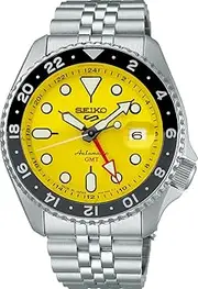 5 Sports Style GMT Model, Automatic Mechanical Watch, Seiko Five Sports, Men's Made in Japan, SSK017, Yellow, Overseas Model, Bracelet Type