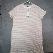 Buffalo by David Bitton Dress Womens Extra Large Beige Pink Striped Short Sleeve