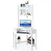 Giantex Home Office Corner Desk Modern Computer Desk w/Keyboard Tray & CPU Stand Study and Writing Desk White