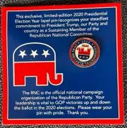 Presidential Election Year 2020 RNC Lapel Pin Elephant Red White Blue (14a)
