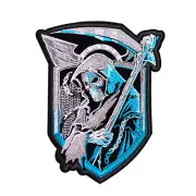 Grim Reaper Skull with Scythe Embroidered Applique Iron on Sew on Patch Badge
