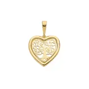 Girls 9ct Gold 15mm Tree Of Life Heart Pendant