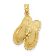 14k Yellow Gold 3D Large MYRTLE BEACH w/ Flip-Flops Charm