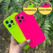 For iPhone 12 13 14 15 16 Pro Max Shockproof Neon Liquid Silicon Soft Case Cover