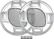 X AUTOHAUX 12" Car Speaker Grills Cover Mesh Round 12 Inch Audio Speaker Subwoofer Guard Protector Case with Mounting Screws Iron Silver Tone Black - Pack of 2