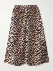 [GANNI] GANNI - Leopard-print Organic Cotton-poplin Midi Skirt - Leopard print - EU 32 EU 32 Animal print