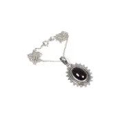 925 Solid Sterling Silver Red Garnet Chain Pendant-19 Inch k459