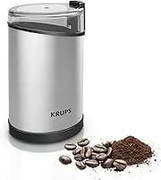 Krups Fast Touch GX204D Electric Coffee Grinder Stainless Steel with 200 Watt Power, Black, 75 g