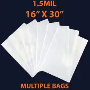 1.5Mil 16" X 30" | LDPE Clear Flat Poly Bags, Flexible & Durable | Multiple Bags