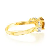 Luminesce Lab Grown 0.75 Carat Citrine Heart Ring with 1/5 Carat of Diamonds in 9ct Yellow Gold, P