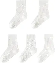 Camilife 5 Paar Baby Kleinkind Kinder Mädchen Baumwolle Socken Set Kindersocken Weich Komfort mit Süß Muster für 1-8 Jahre alt