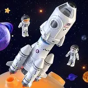 TEMI Space Rocket Toys for 3 4 5 6 7 8 9 Years Old Kids Science Educational Toys 5-in-1 STEM Aerospace Toys with 2 Astronauts, Projection Lamp, Space Toys Gift Boys Girls 3+