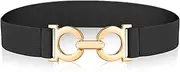 [Amabro] Women Elastic Belt, Stretchy Belt with Gold Buckle Waist Band for Ladies Retro Waist Belt for Dresses Jeans Pants