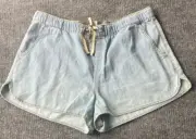 Roxy Jean Shorts Womens 10 Light Blue Back To The Beach Surfer Pockets Boho NEW