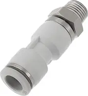 X AUTOHAUX Push to Connect Air Fittings 25/64" Quick Coupling External Thread l Elbow Plastic Metal 12.7mm / 1/4" BSPT 1 Pc White Silver Tone