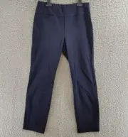 NIC+ZOE Work It Straight Leg Pants Women's 6 Dark Indigo Elastic Waist Pull On