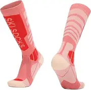 [Generic] Women Ski Socks Merino Wool Cold Weather Socks Thermal Knee High Socks Dark Pink M