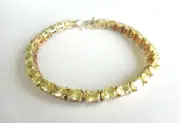 Vintage 925 Bracelet Sterling Silver Peridot 1980'S Made in 7.25"