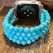 Boho Turquoise BeadsHandmade Elastic Apple Watch Band - Perfect Gift Boxed Acces