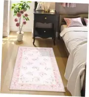 Floral Washable Entryway Rug, 2x3 Boho Bathroom Rugs Non Slip 2‘ x 3’ Pink